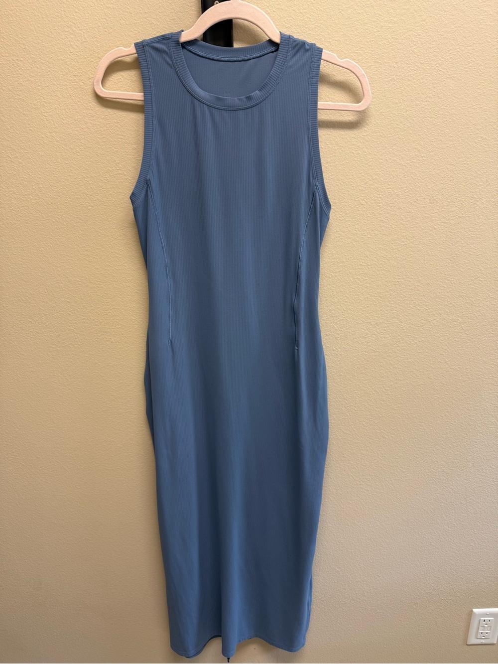Lululemon All Aligned Ribbed Midi Dress – Washed Denim – Size 6